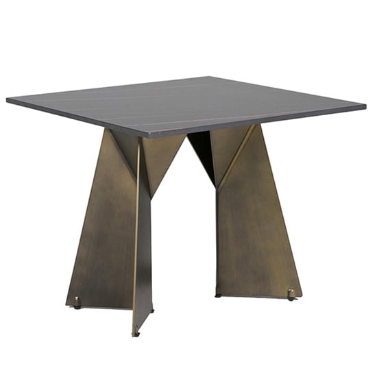 Photo of Orth square stone lamp table with gold metal base