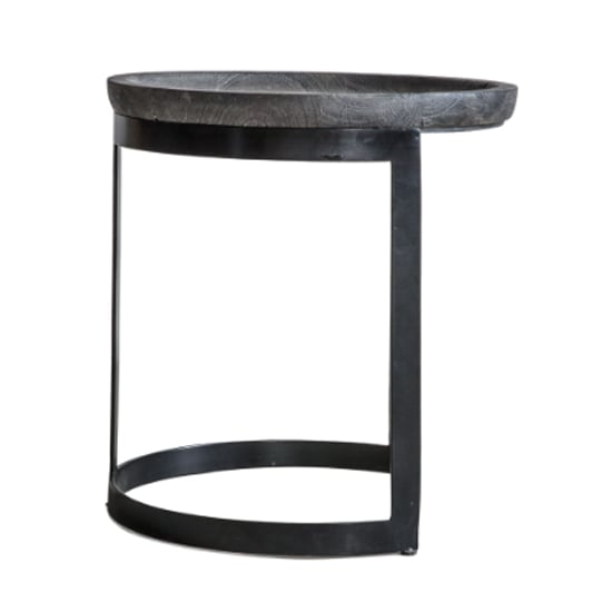 Ortica Round Wooden Nest Of 2 Tables In Grey wash