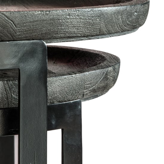 Ortica Round Wooden Nest Of 2 Tables In Grey wash