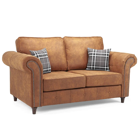 Product photograph of Orton Faux Leather 2 Seater Sofa In Tan from Furniture in Fashion