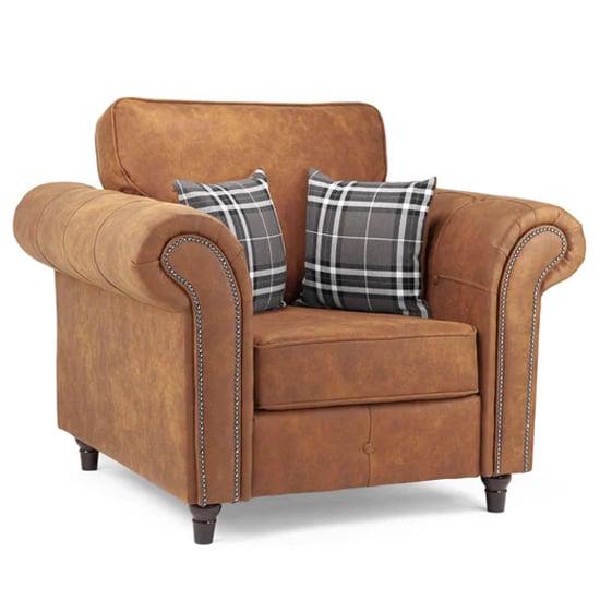 Orton Faux Leather Armchair In Tan