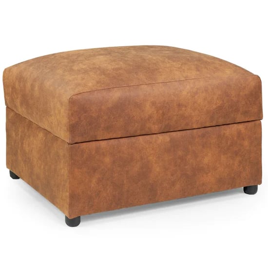 Product photograph of Orton Faux Leather Foot Stool In Tan from Furniture in Fashion