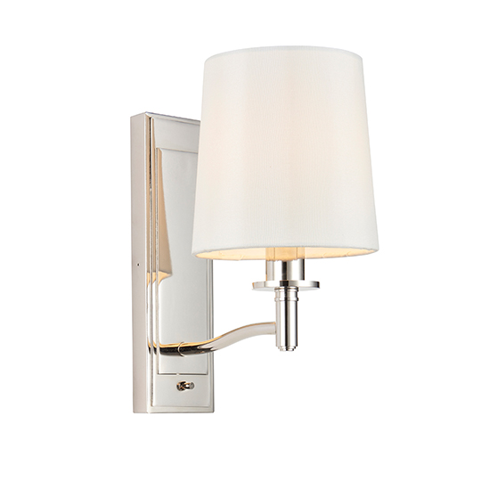 Ortona 1 Light White Shade Wall Light In Bright Nickel