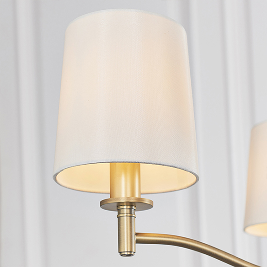 Ortona 3 Light White Fabric Pendant Light In Matt Antique Brass