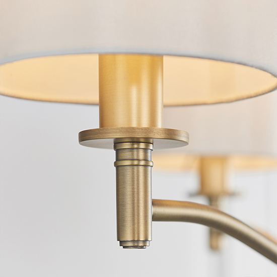 Ortona 3 Light White Fabric Pendant Light In Matt Antique Brass