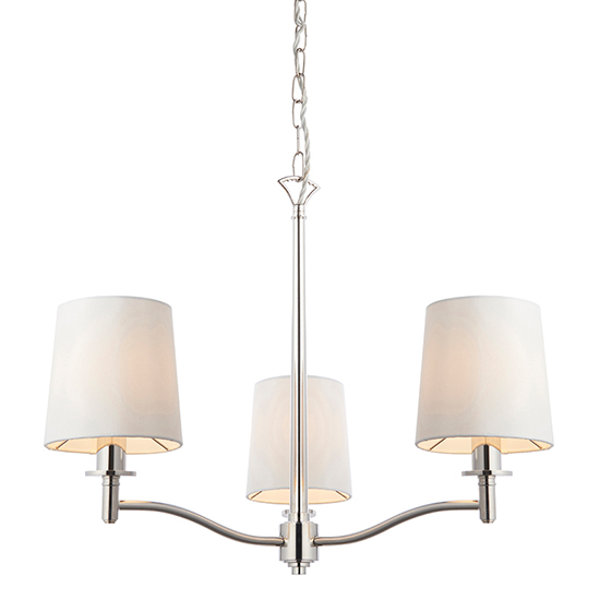 Read more about Ortona 3 lights white shades pendant light in bright nickel