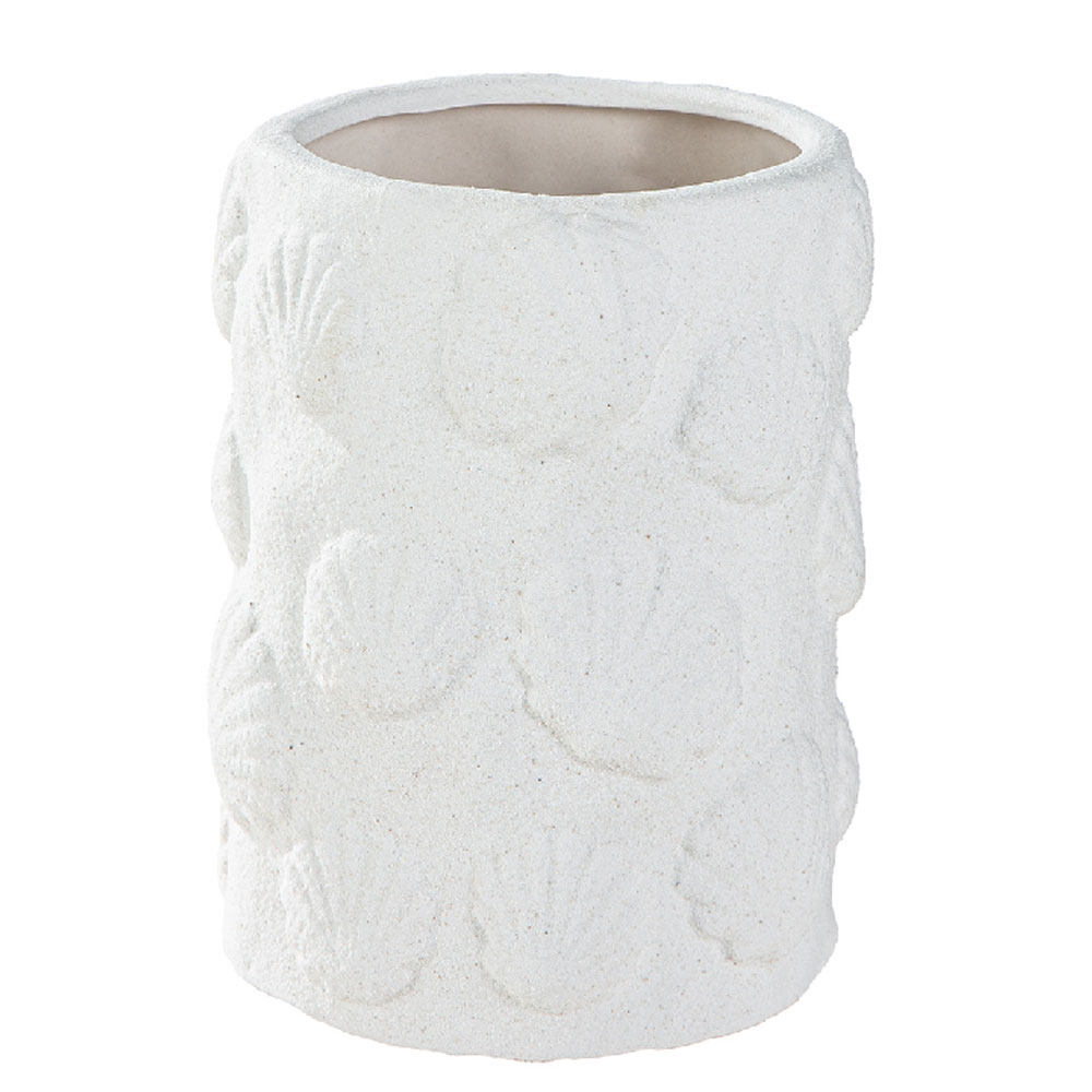 Orvane Ceramic Round Roughened Vase in White