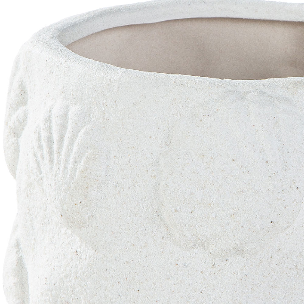 Orvane Ceramic Round Roughened Vase in White