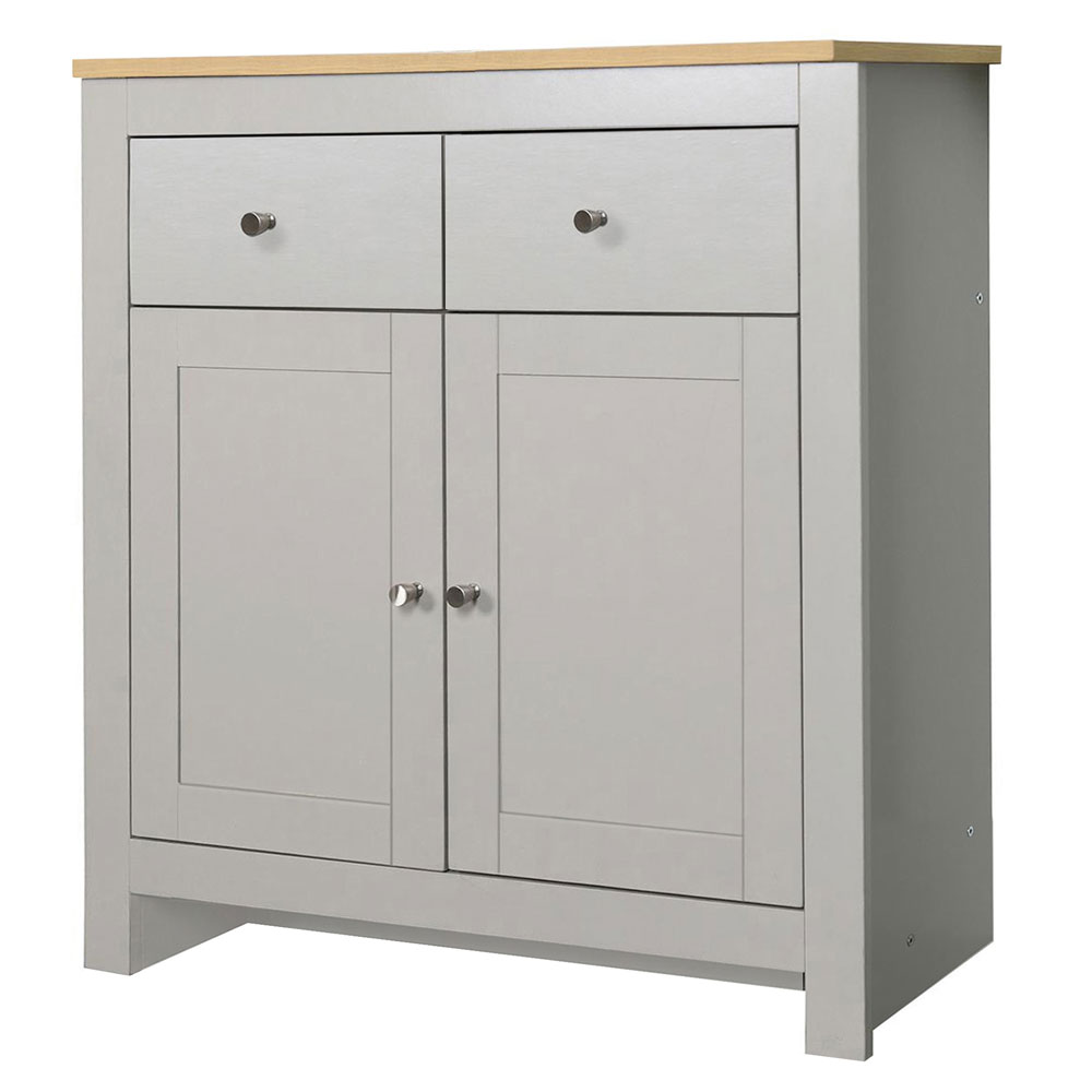 Orvello Wooden Sideboard with 2 Doors 2 Drawers in Grey Oak