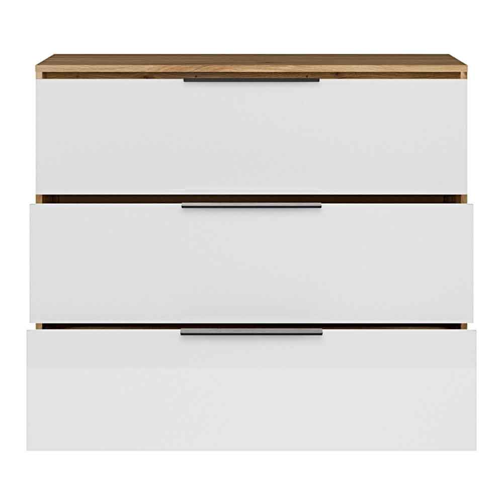 Orwyn Wooden Chest of 3 Drawers in Mauvella Oak and White Gloss