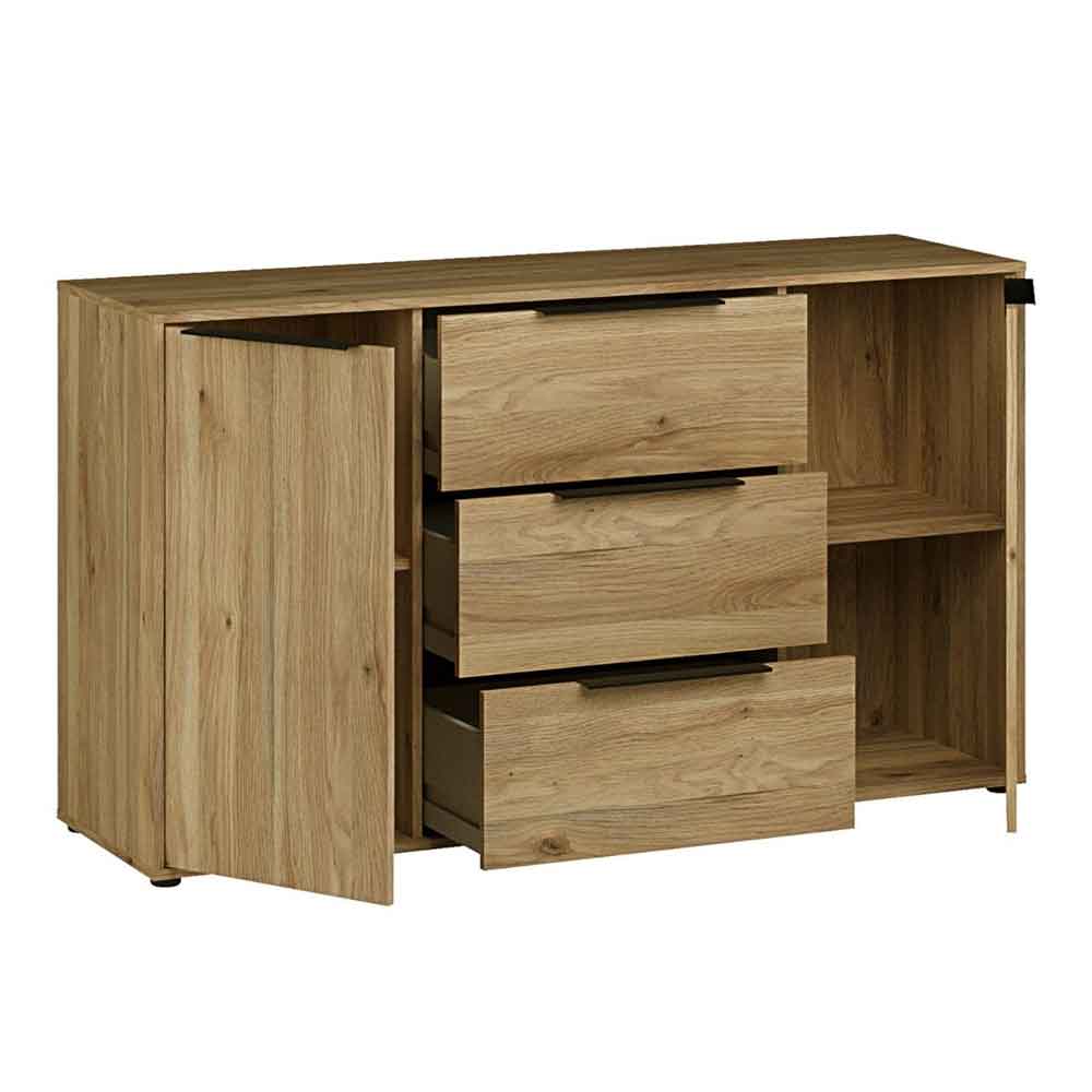 Orwyn Wooden Sideboard with 2 Doors 3 Drawers in Mauvella Oak