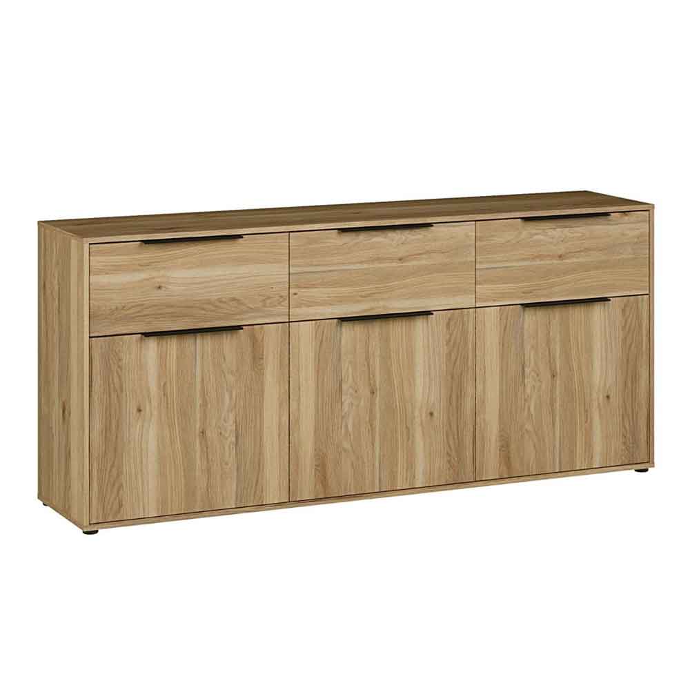 Orwyn Wooden Sideboard with 3 Doors 3 Drawers in Mauvella Oak