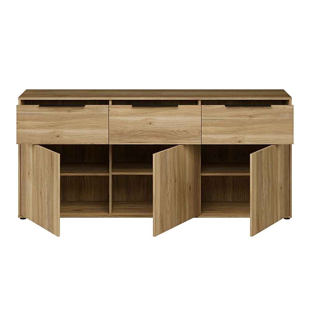 Orwyn Wooden Sideboard with 3 Doors 3 Drawers in Mauvella Oak