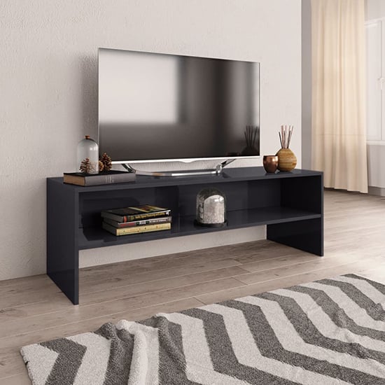 Orya High Gloss TV Stand With Undershelf In Grey_1
