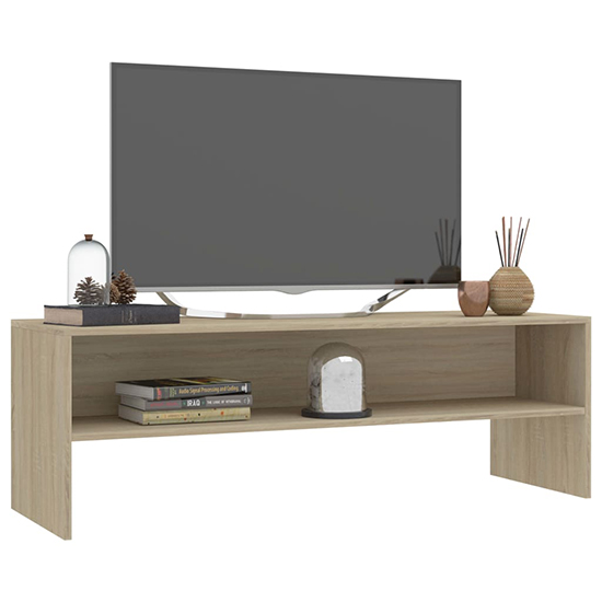Orya Wooden TV Stand With Undershelf In Sonoma Oak