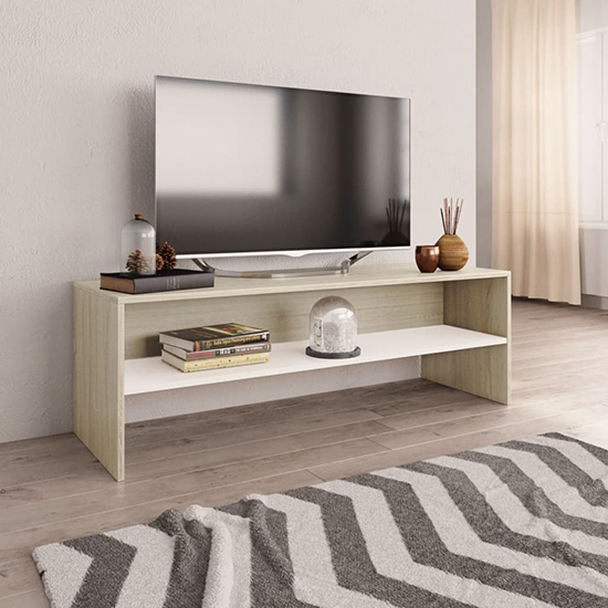 Read more about Orya wooden tv stand with undershelf in white and sonoma oak