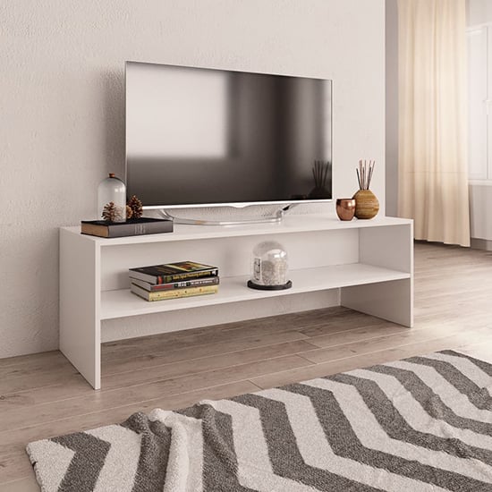 Photo of Orya wooden tv stand with undershelf in white