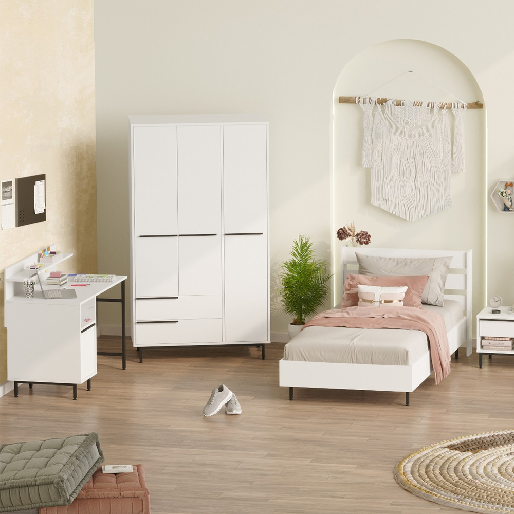 Orylan Wooden Childrens Bedroom Furniture Set in White