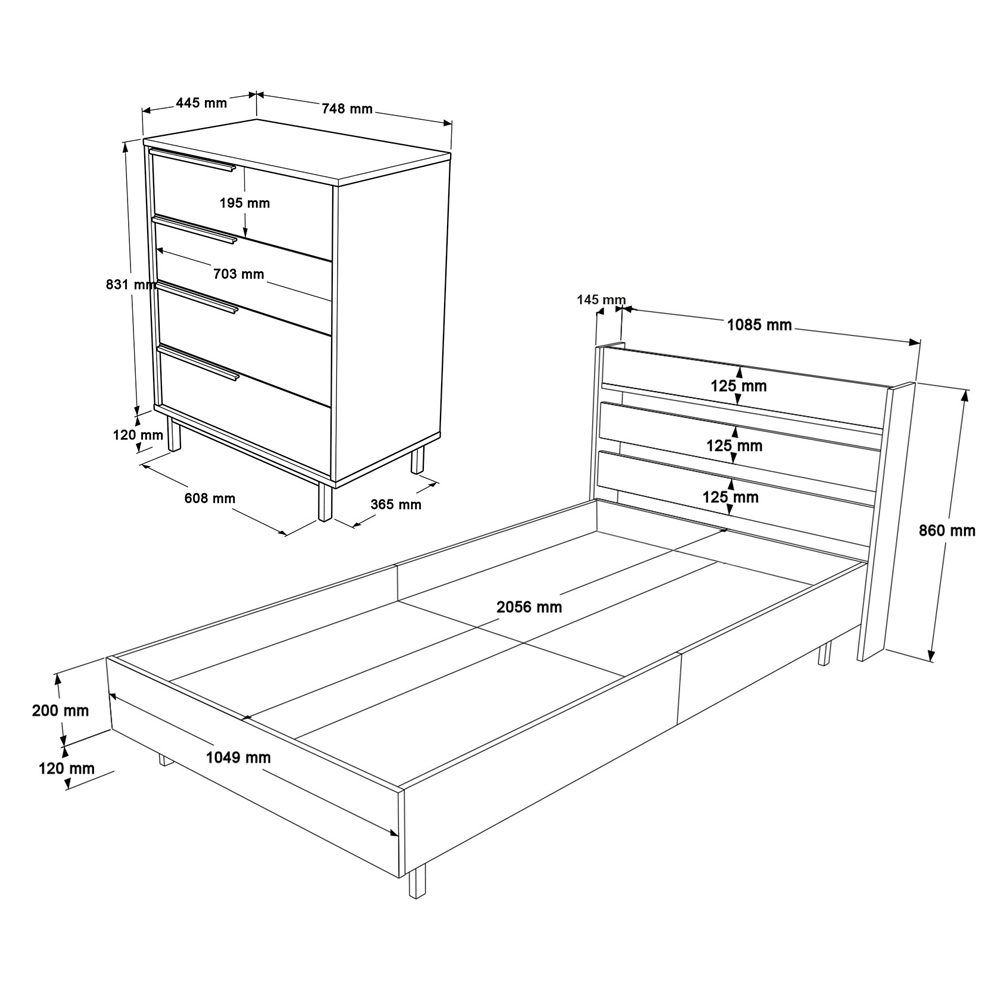 Orylan Wooden Childrens Bedroom Furniture Set in White