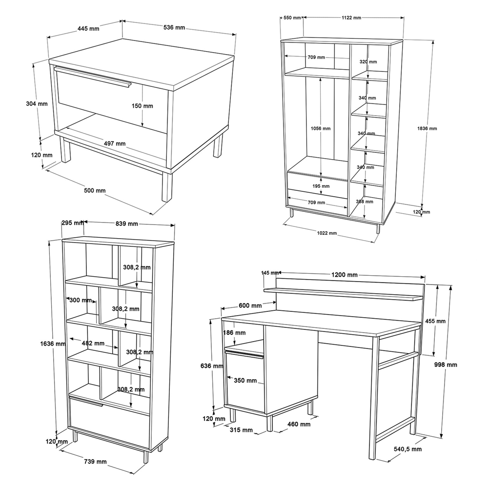 Orylan Wooden Childrens Bedroom Furniture Set in White