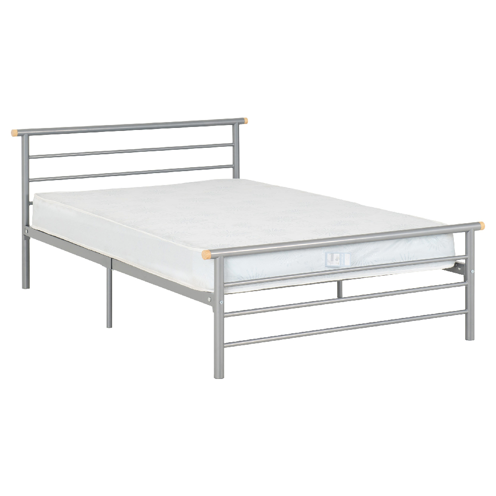 Osaka Metal Small Double Bed In Silver