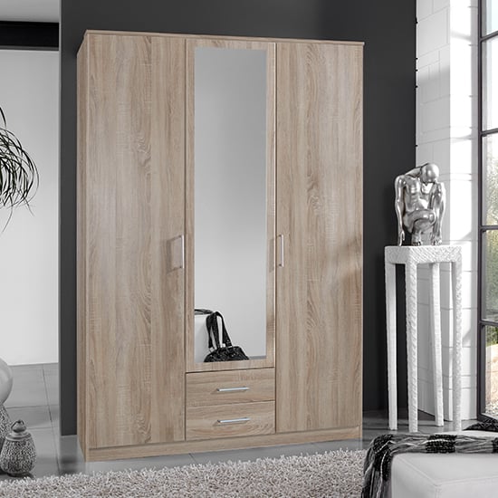 Read more about Osaka mirrored wooden wardrobe in oak effect with 2 doors