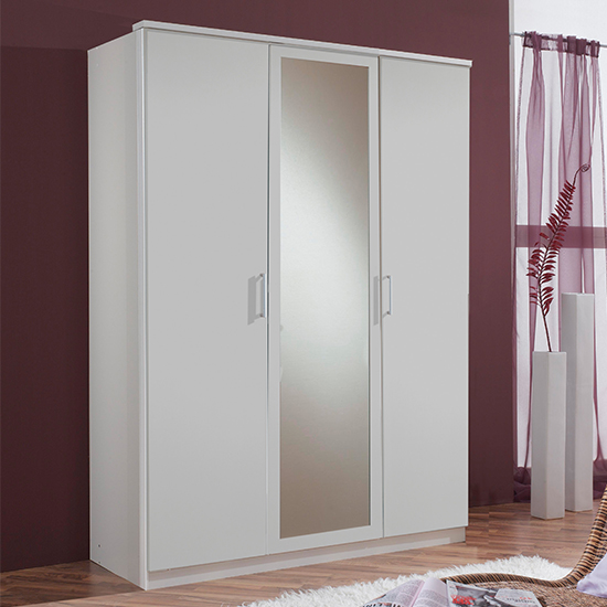 Read more about Osaka mirrored wooden wardrobe in white