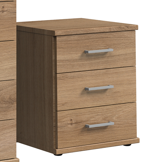 Osaka Wooden Chest Of Drawers In Planked Oak With 3 Drawers