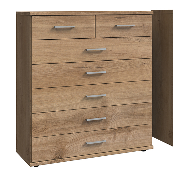 Osaka Wooden Chest Of Drawers In Planked Oak With 7 Drawers
