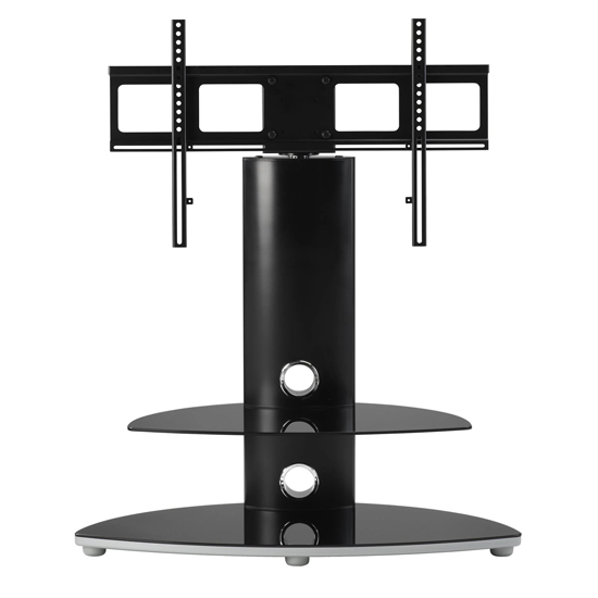 Osama Glass TV Stand With 2 Shelves And Bracket In Black