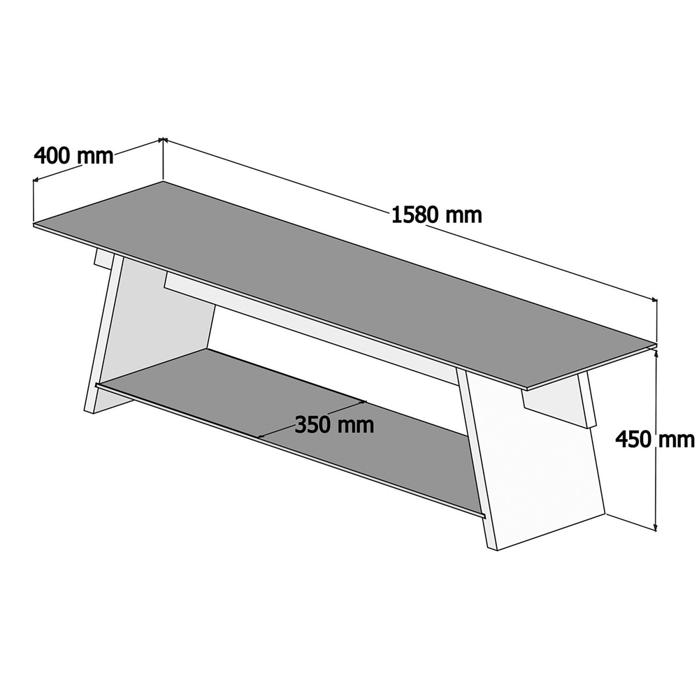 Osari Black Tempered Glass Top TV Stand with Solid Wood Walnut Frame