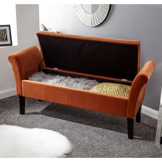 Otterburn Fabric Upholstered Window Seat Bench In Russet_2