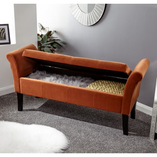 Otterburn Fabric Upholstered Window Seat Bench In Russet_3