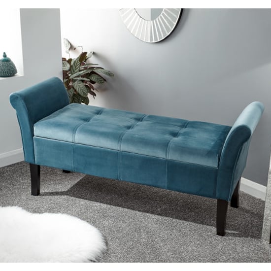 Otterburn Fabric Upholstered Window Seat Bench In Teal
