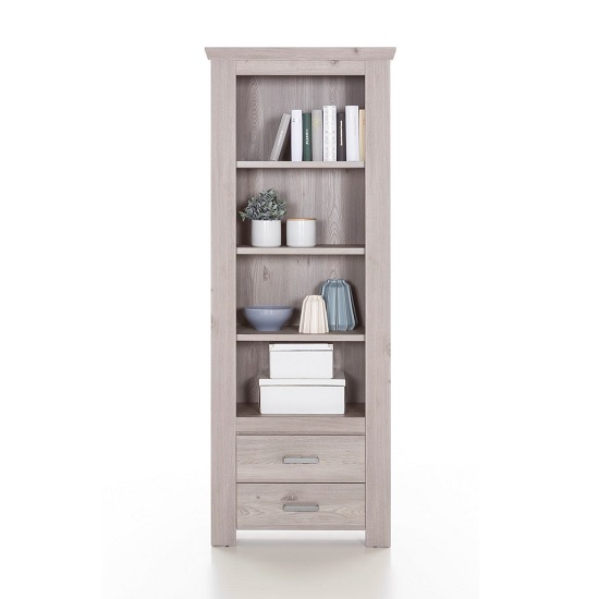 Oscar Wooden Bookcase In Nelson Oak With 2 Drawers Furniture in Fashion