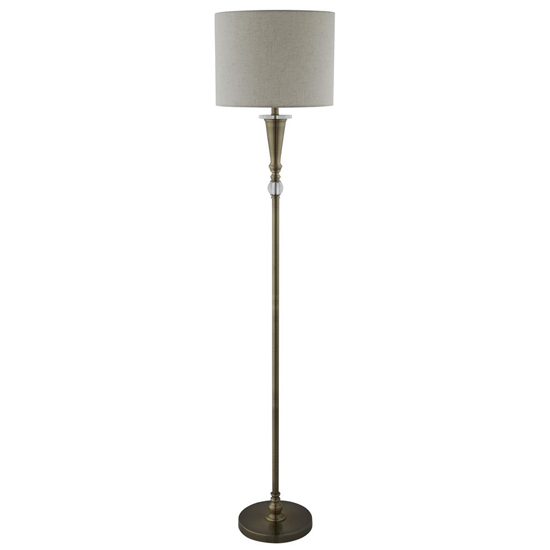 Oscar Linen Shade Floor Lamp With Antique Brass Base_2