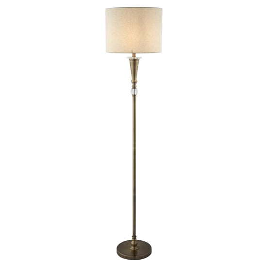 Read more about Oscar linen shade floor lamp with antique brass base