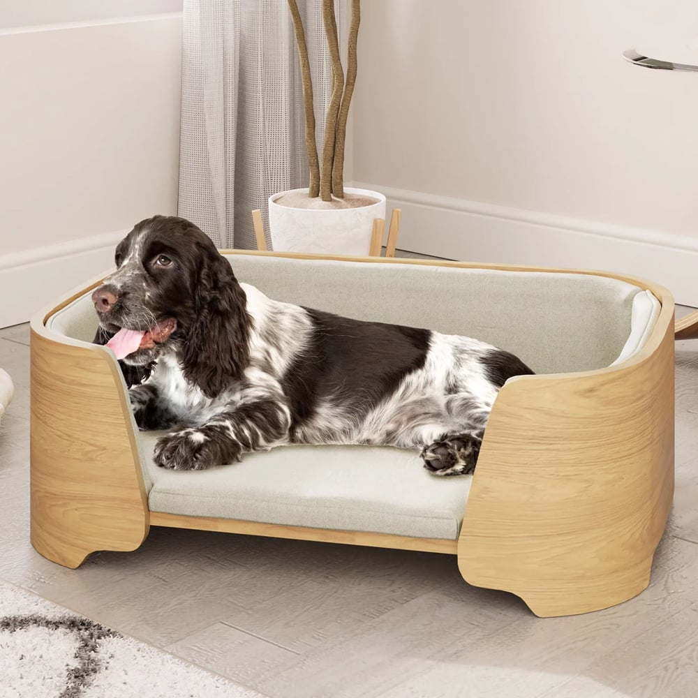 Oshkosh Wooden Luxury Dog Bed With Cushion In Oak