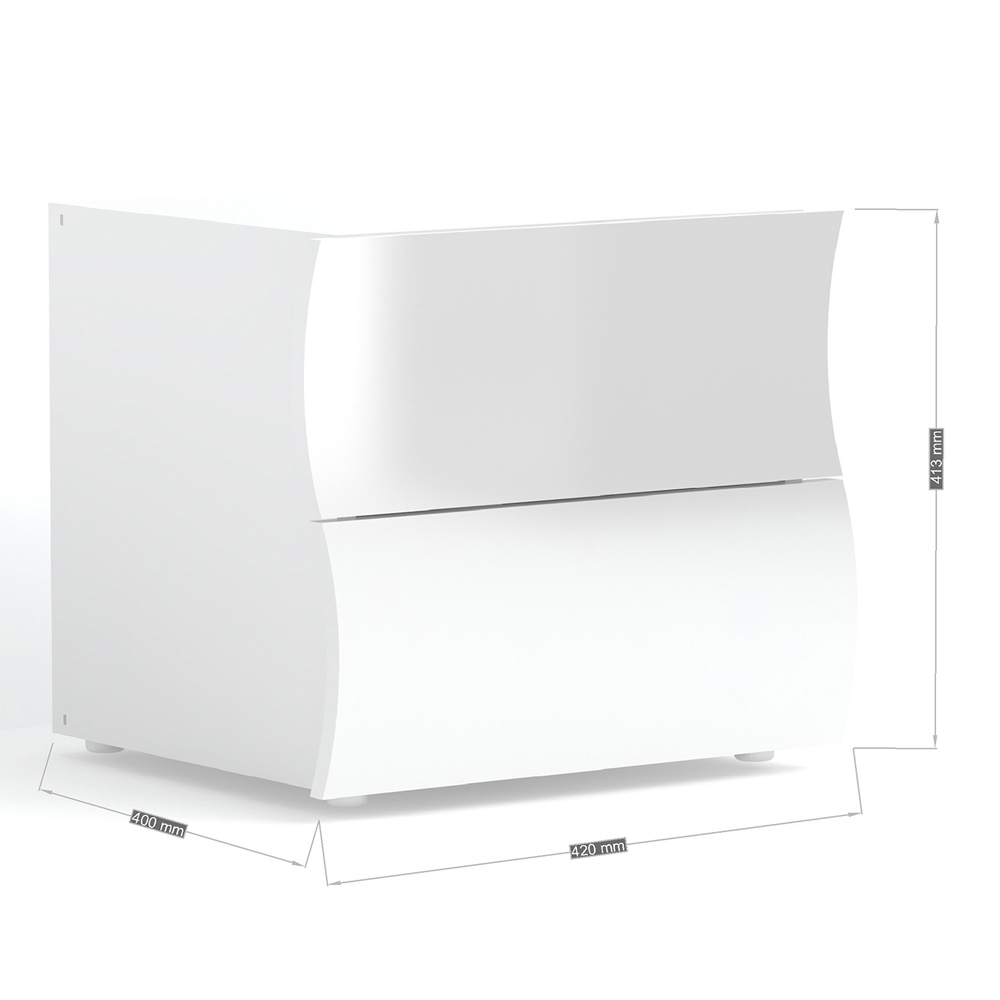 Ice High Gloss Bedside Cabinet With 2 Drawers In White