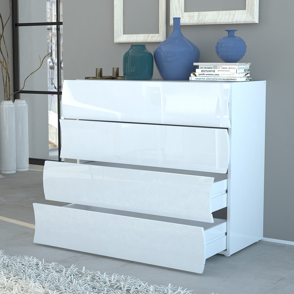 Ice High Gloss Chest Of 4 Drawers In White