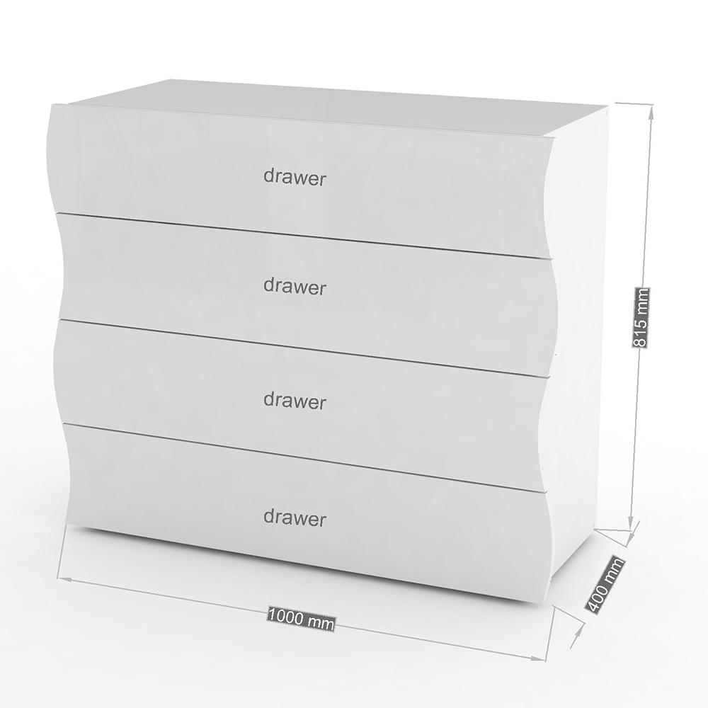 Ice High Gloss Chest Of 4 Drawers In White