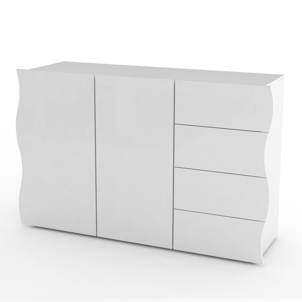 Ice High Gloss Sideboard With 2 Doors 4 Drawers In White