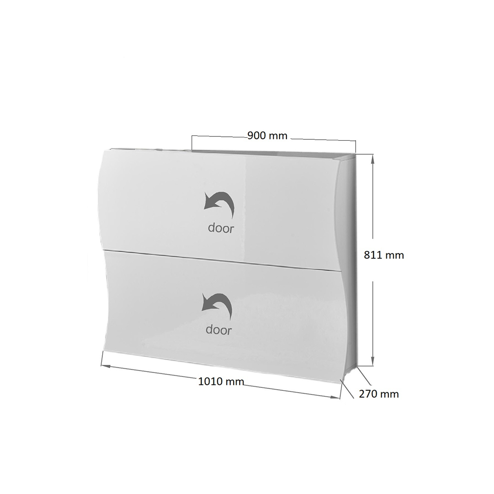 Ice High Shoe Storage Cabinet With 2 Flap Doors In White