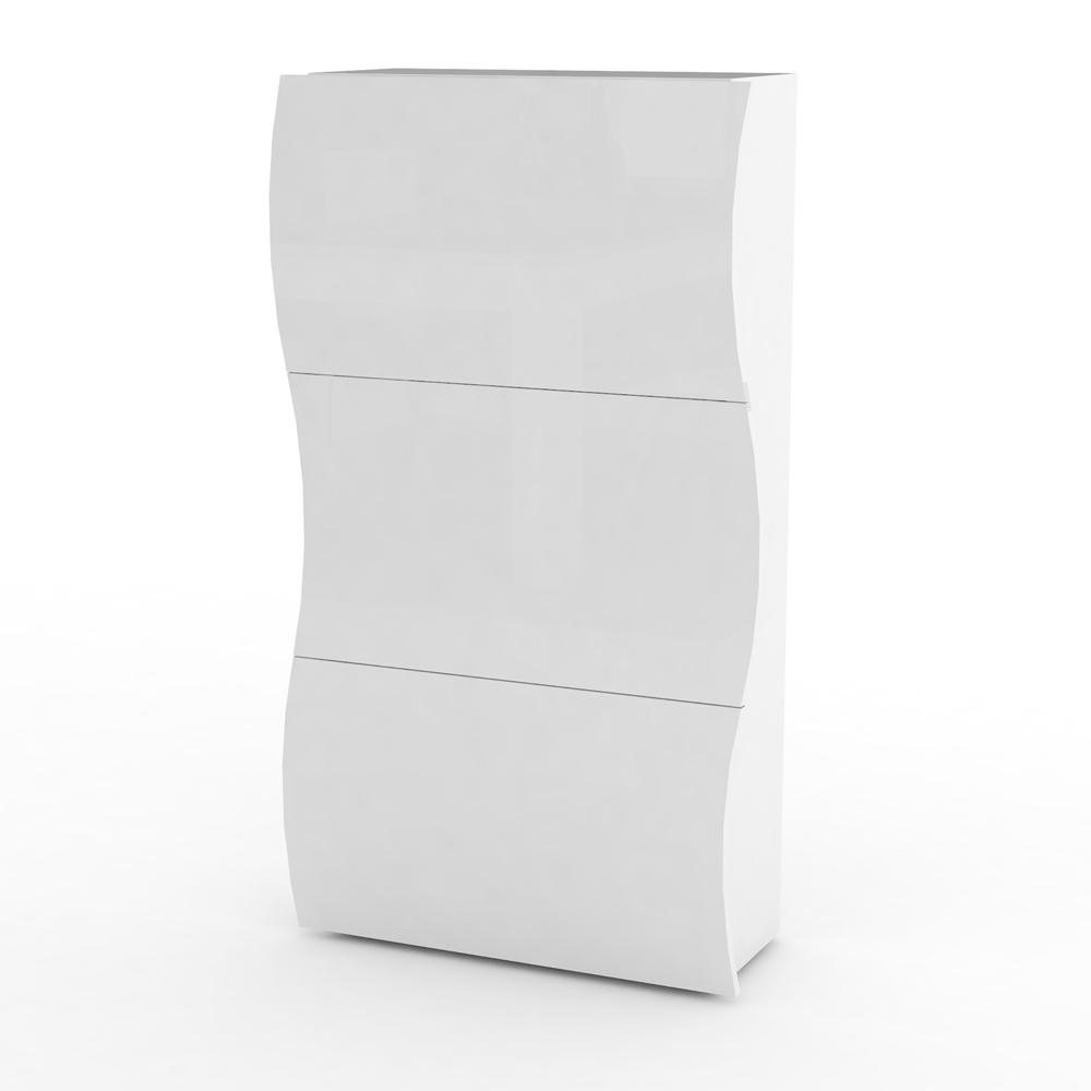 Ice High Shoe Storage Cabinet With 3 Flap Doors In White