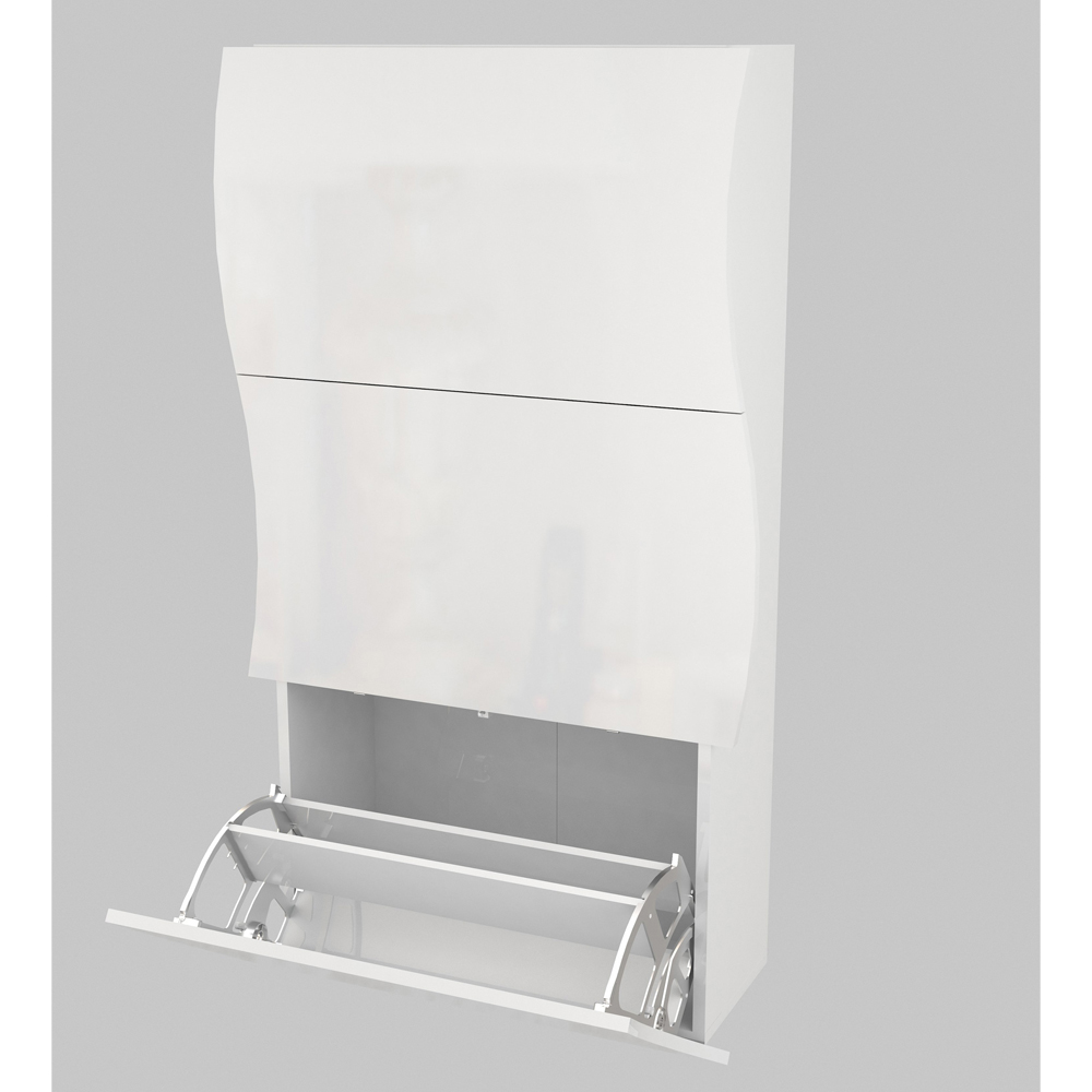 Ice High Shoe Storage Cabinet With 3 Flap Doors In White