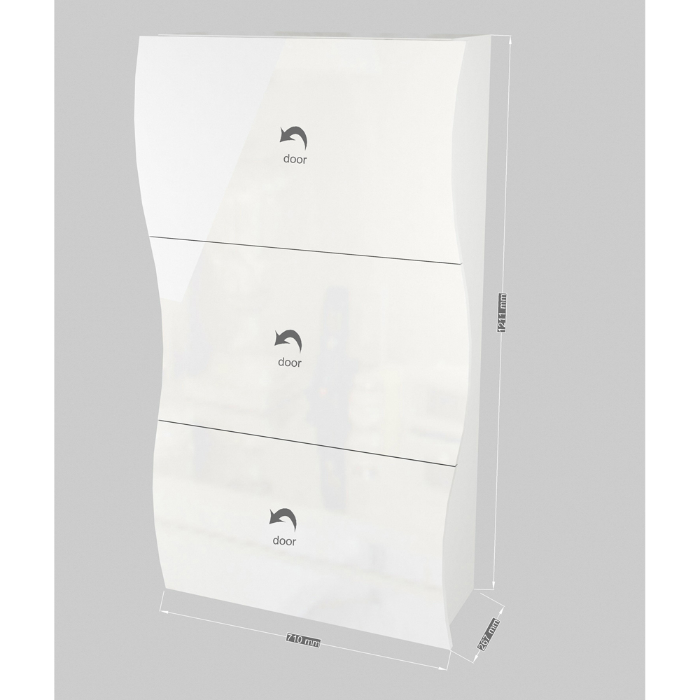 Ice High Shoe Storage Cabinet With 3 Flap Doors In White