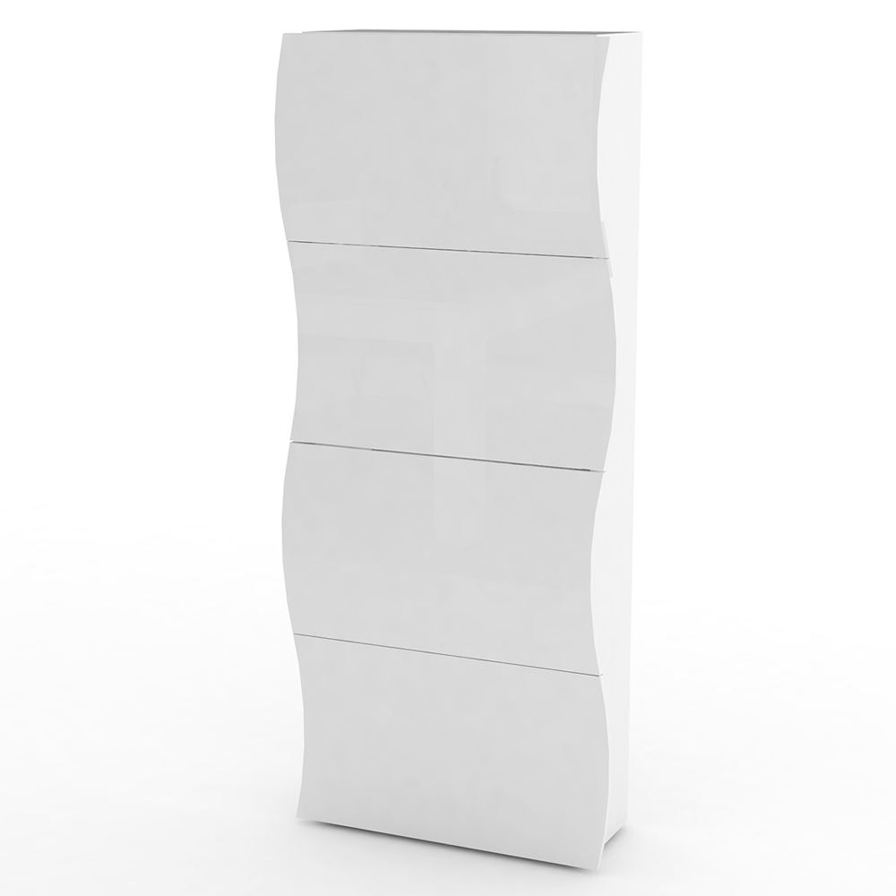 Ice High Shoe Storage Cabinet With 4 Flap Doors In White