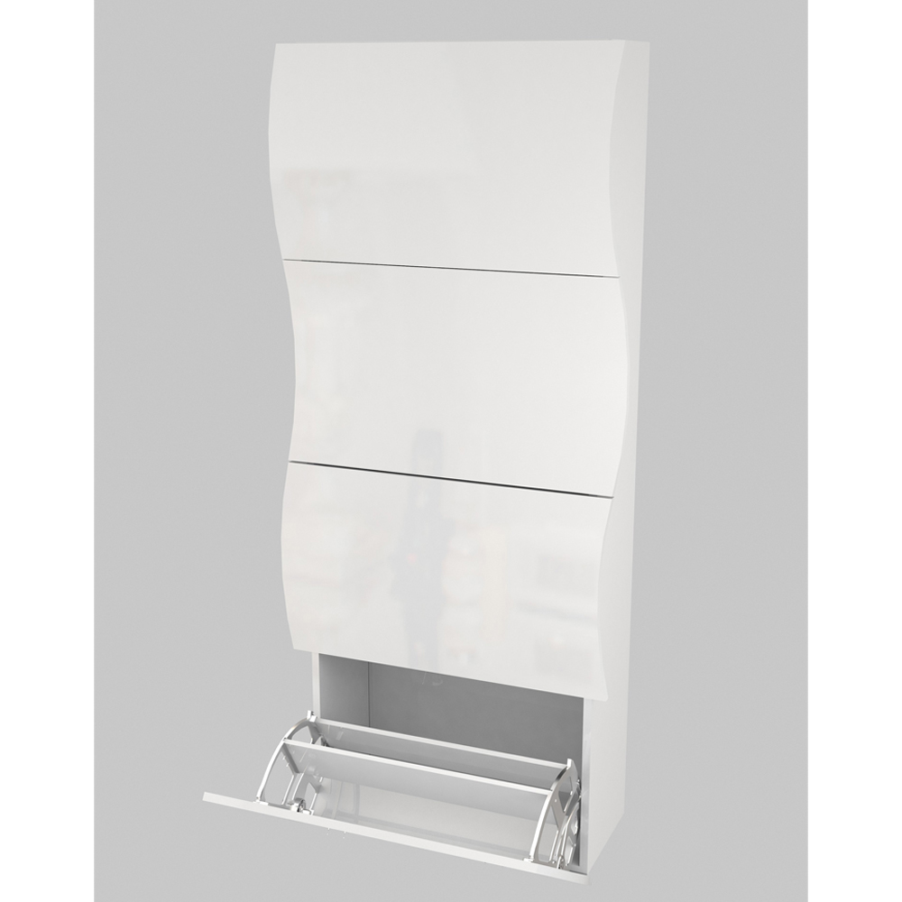Ice High Shoe Storage Cabinet With 4 Flap Doors In White
