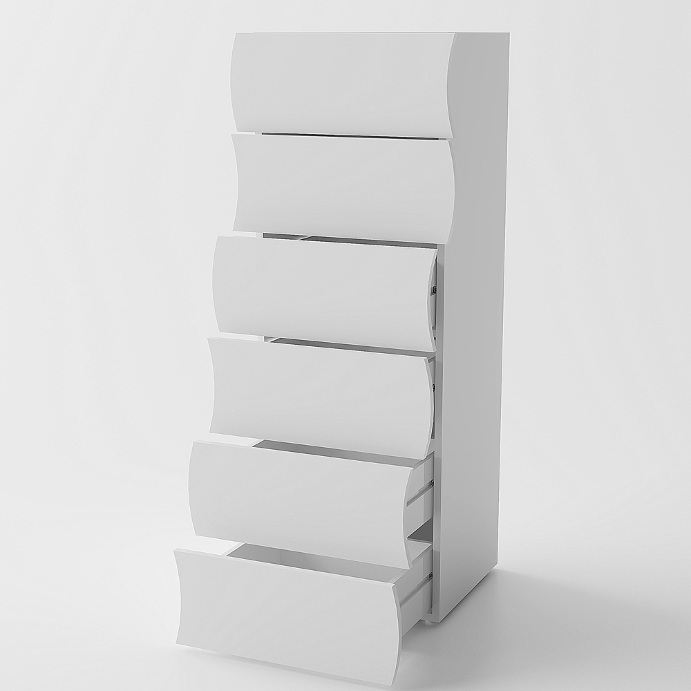 Ice Tall High Gloss Chest Of 6 Drawers In White