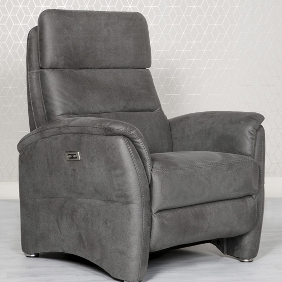 Oslo Fabric Upholstered Electric Recliner Armchair In Grey Furniture